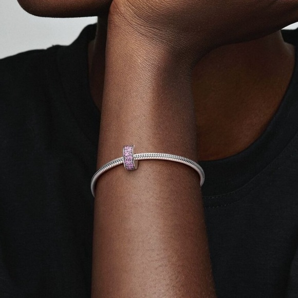 Retired Pandora CZ Bling Sparkling Purple Pave Clip Charm Safety Stopper Spacer - Picture 4 of 10